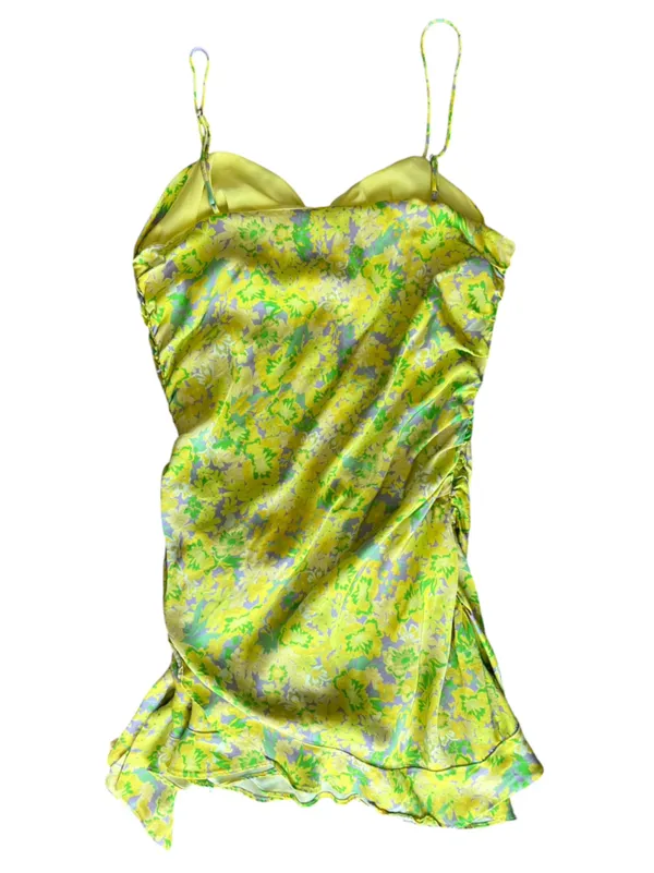For Love And Lemons FL&L Women’s Dubois Green Floral Asymmetrical Mini Dress - Image 6