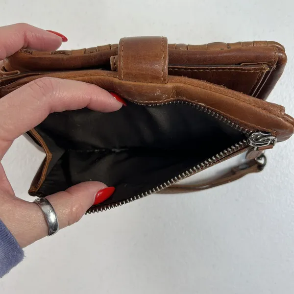Valenca Holland Brown Woven Distressed Leather‎ Wallet Credit Card ID Holder - Image 6