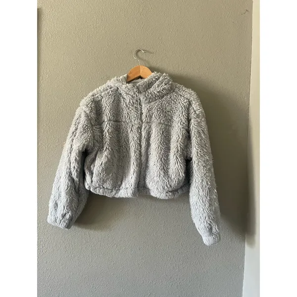 BDG Urban‎ Outfitters Cropped Hooded Teddy Jacket Blue - Image 3
