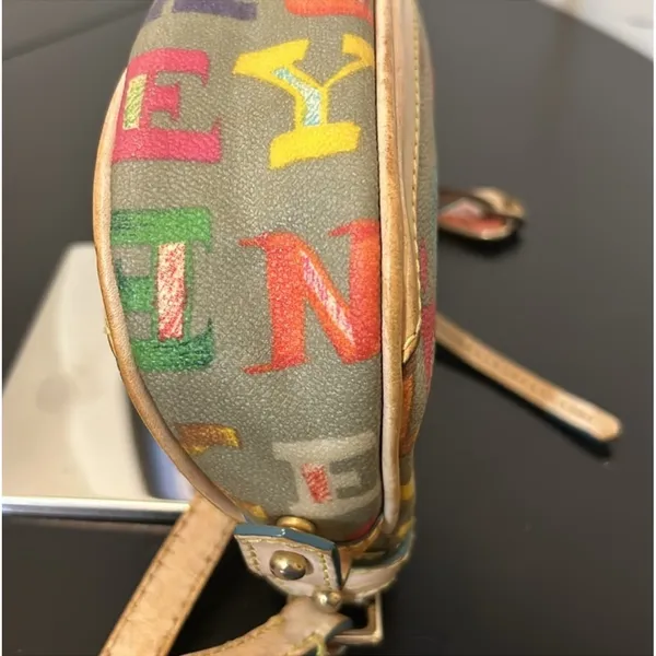 Dooney & Bourke Rainbow Zipper Bag, Heart Charm. Coated Canvas & Leather - Image 13