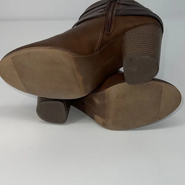Material Girl Womens Ankle Boots Booties Buckle Strappy Zip Brown‎ Size 7.5 - Image 5