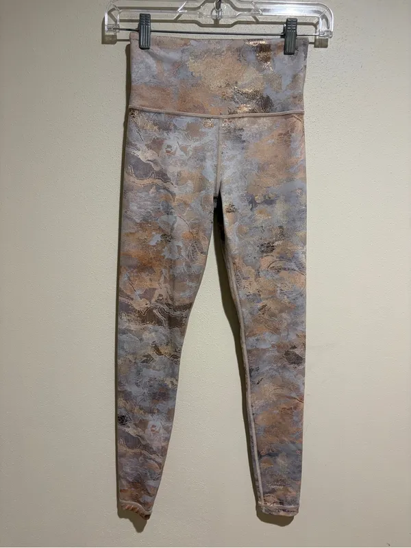 Athleta Elation Gilded Tight Tan Gold Metallic Snakeskin Leggings Size XXS - Image 6