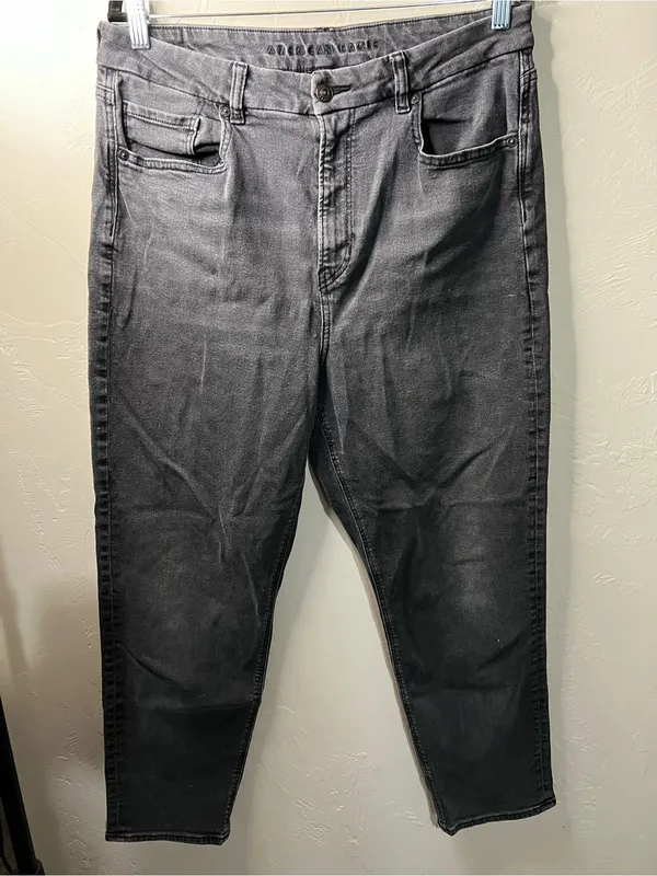 American Eagle Curvy Mom Washed Black High Rise Denim Jeans - Image 2