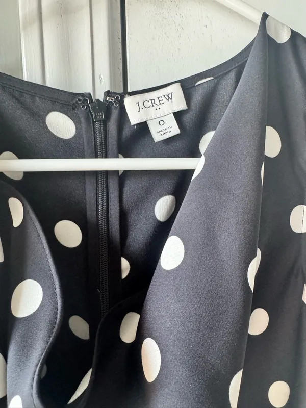 J. Crew factory polka dot black dress sleeveless scoop neck size 0 midi - Image 3