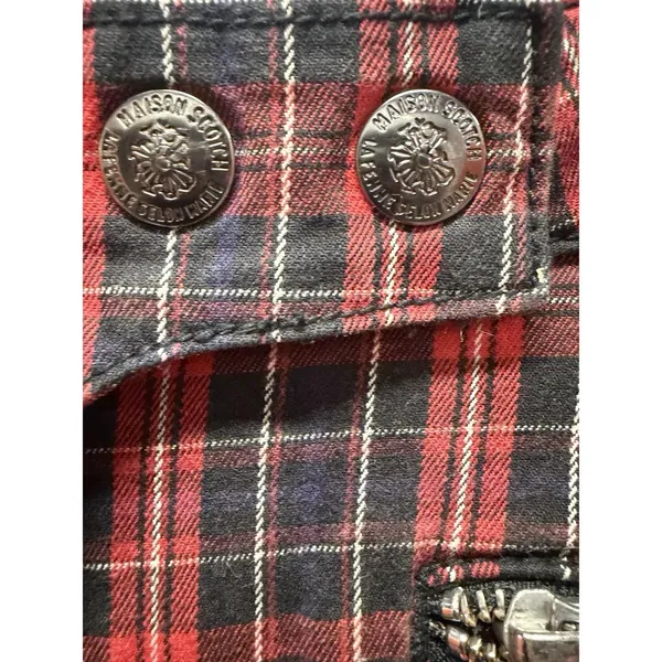 Maison Scotch Red Plaid Punk Goth Biker Skinny Pants Women's Size 27 Soda S&S - Image 7