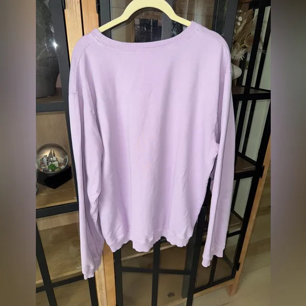 Aerie Cool Mom pullover sweatshirt lavender crewneck wavy smiley face karrie locher - Image 3