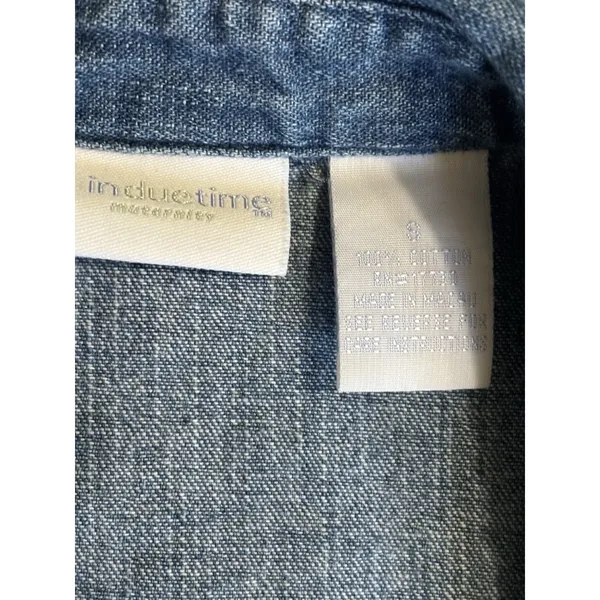 Induetime Maternity Denim Button‎ Up Sleeveless Collar Shirt Size 8 - Image 4