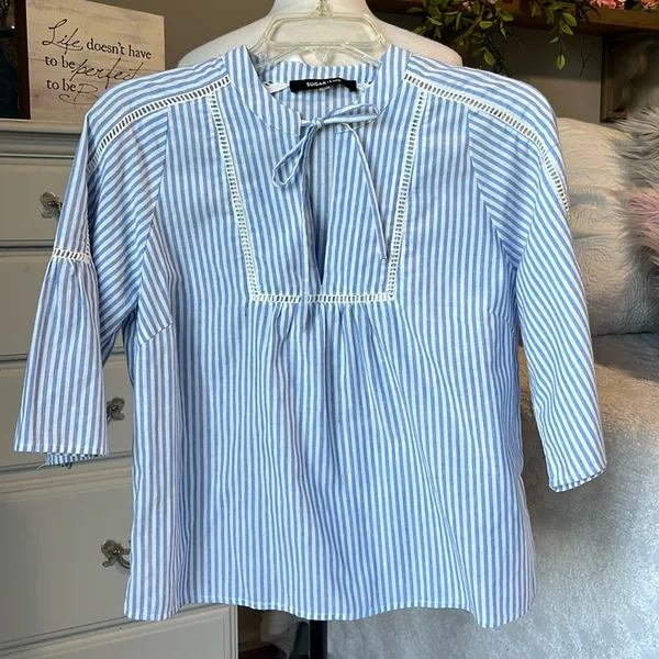 Blue Striped Women's Top New - Image 4