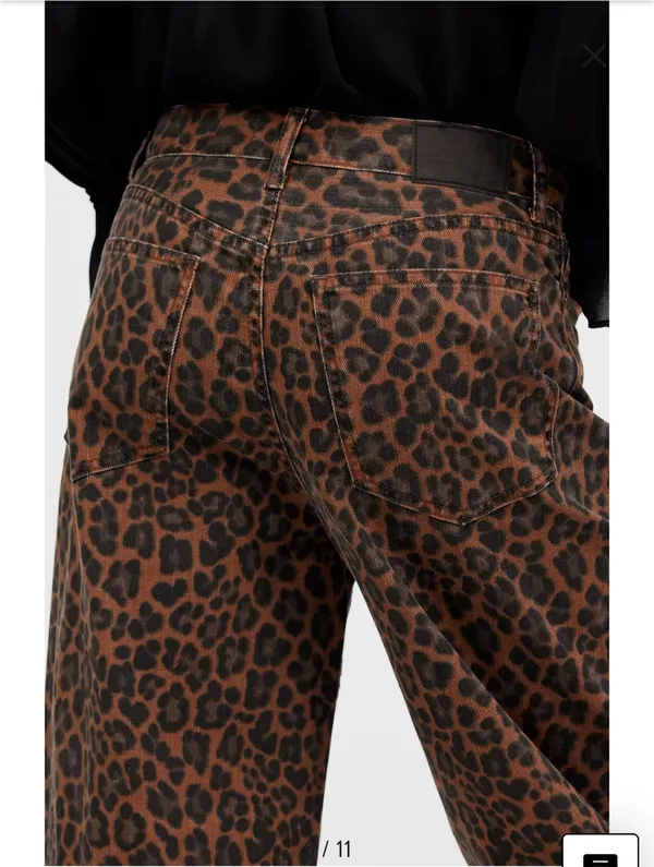 Madewell Leopard Low Slung Baggy Jeans Dark Coffee Print - Image 4