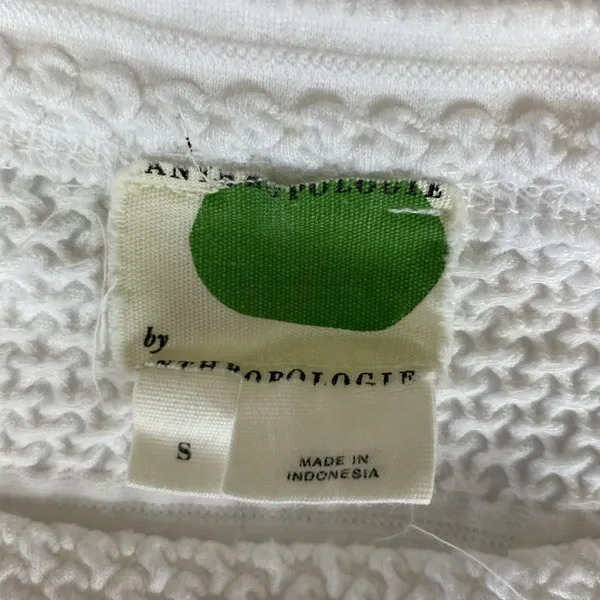 Anthropologie White Short Sleeve Striped Knit Tank Top S - Image 5