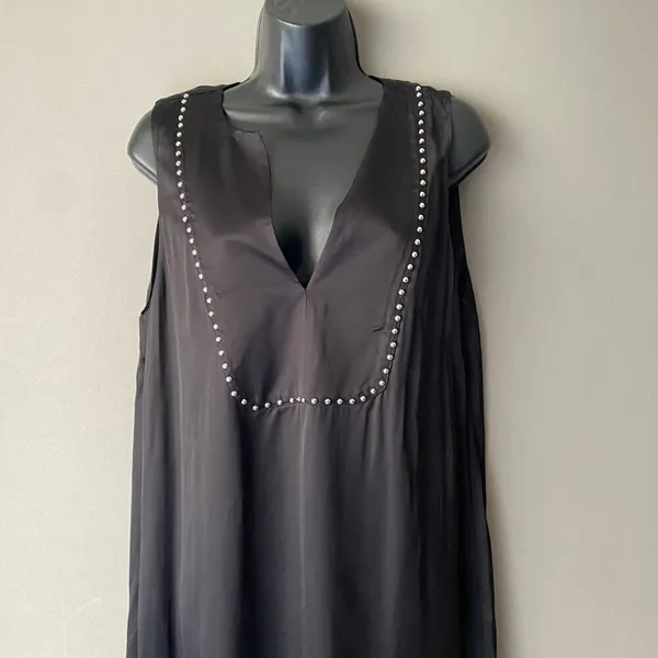 Zara sz S black studded‎ shift midi dress - Image 3