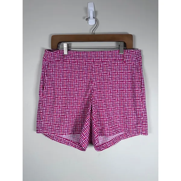 Spanx Sunshine Shorts Women L Pink Hibiscus Gingham Dot Stretch Activewear Golf - Image 3