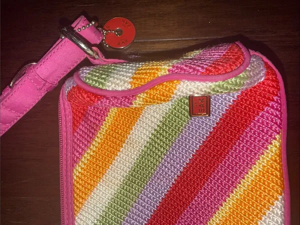 The Sak Colorful Diagonal Stripe Pink Shoulder Bag - Image 2