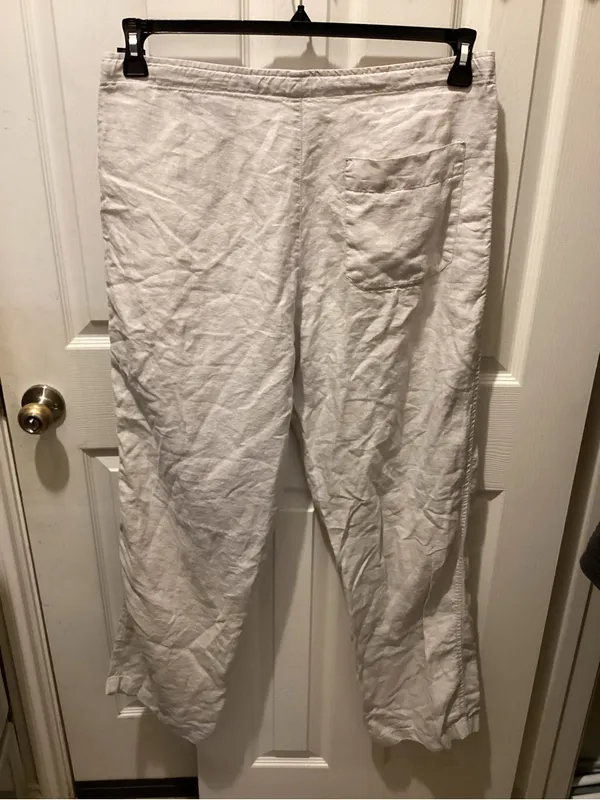 Nautica White Straight-Leg Linen Pants - Image 3