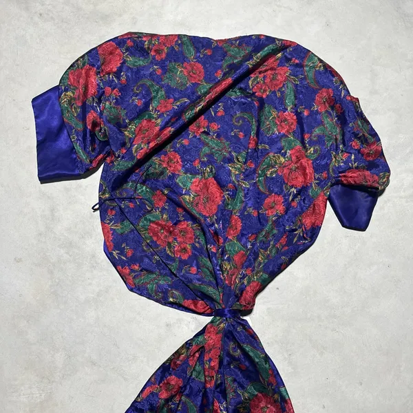 1990s Y2K Hollywood Victoria Secret Vintage Floral Longe Robe Women's SZ M/L - Image 5