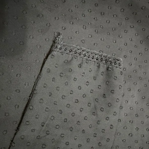 Zara Womens Black Dobby Dot Ruffle V-Neck Button Front Blouse‎ Large L - Image 7
