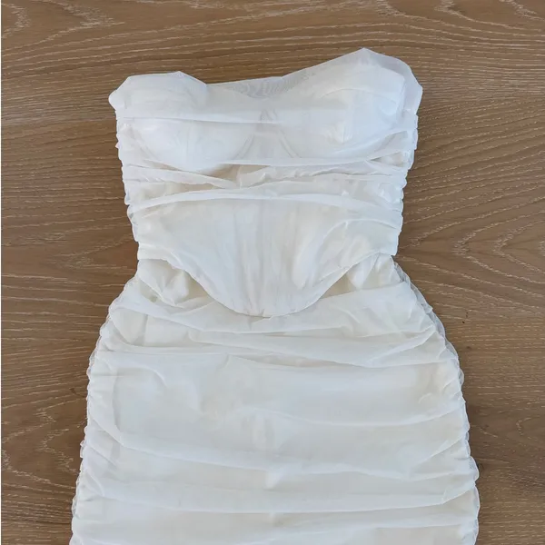Oh Polly Corset Strapless Midi Dress First Class Size US 4 Ivory Cream - Image 2