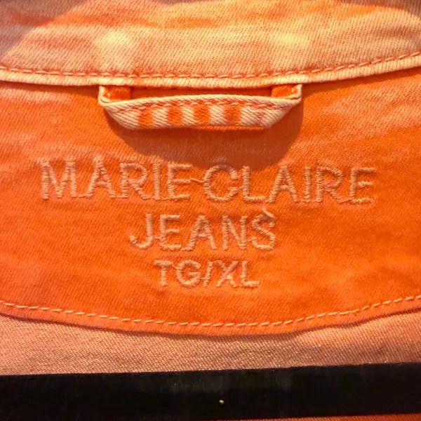 Marie Claire Jeans Women XL Coral Pink Acid Wash‎ Embroidered Denim Jacket - Image 6