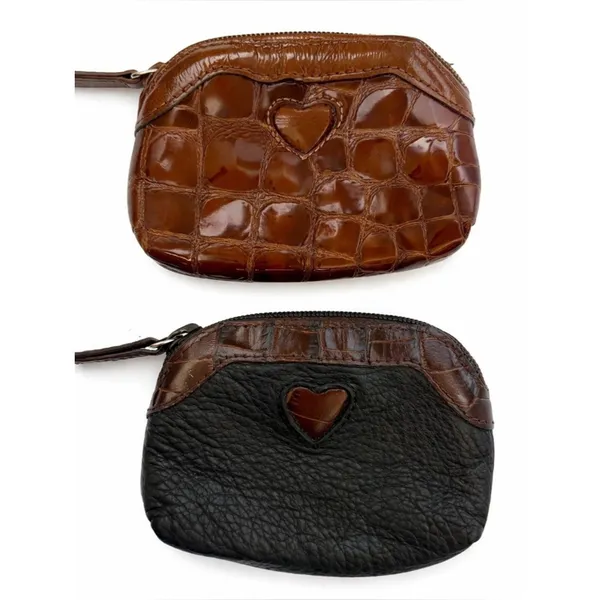 Brighton Leather Coin Pouch Set Heart Detail Croc Zip Small Wallets Mini Set - Image 2