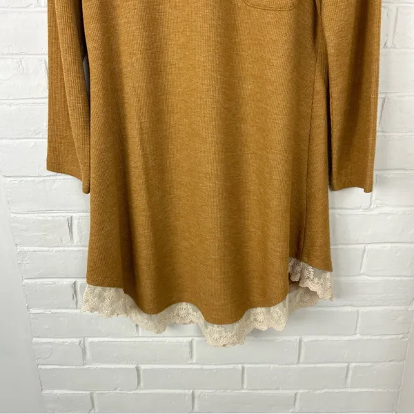 LOGO Lori Goldstein Waffle Knit Crotchet Trim Top Size XS - Image 4