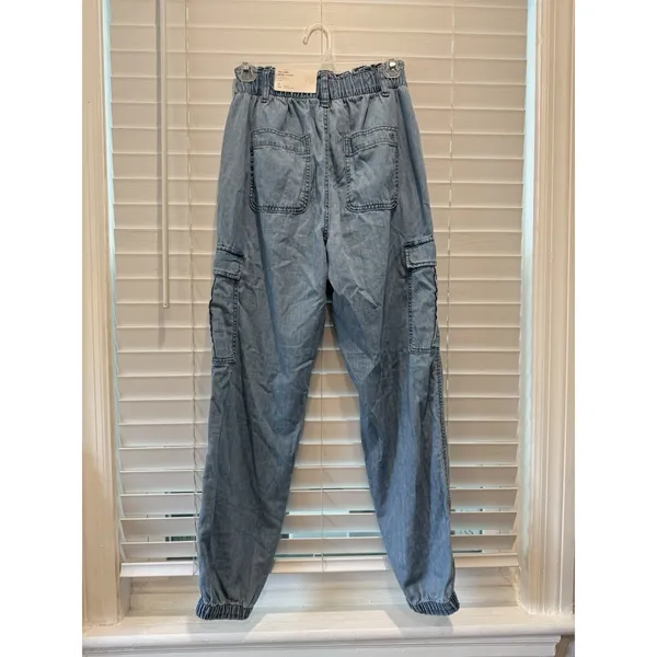 NEW American Eagle Denim‎ Relaxed Mom Jogger Sz 0 Medium Wash Cargo High Rise - Image 9
