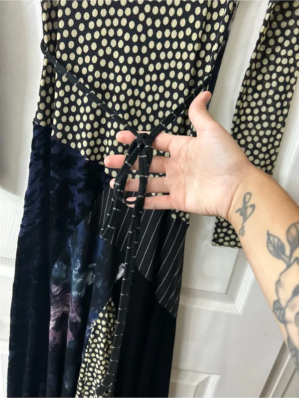 Fuzzi Multi Pattern Wrap Maxi Dress Sz L Purple Size L - Image 9