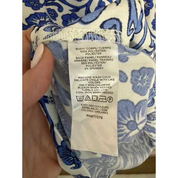 Ann Taylor Blue and white Popover Women's blouse size MP - Image 3