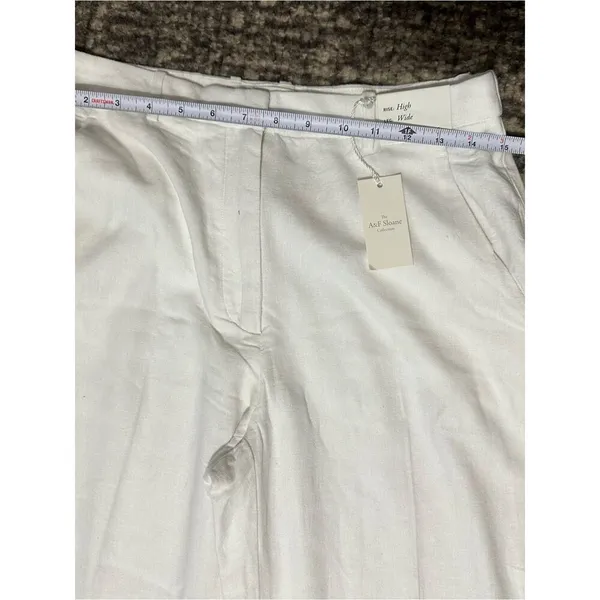 Abercrombie & Fitch NWT 28 White Wide Leg High Rise Linen Sloane Trousers Pants - Image 12