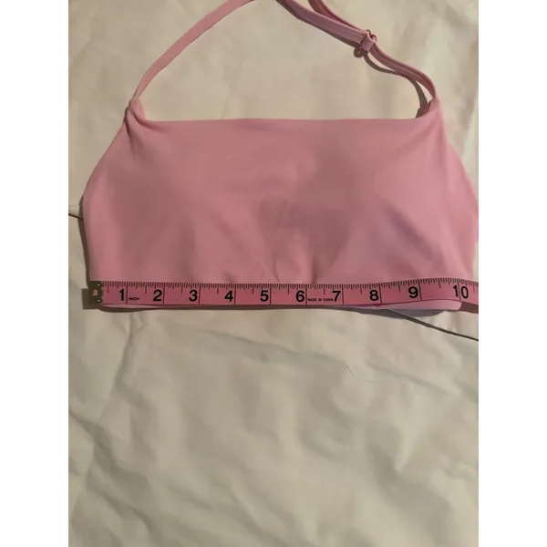 Light Pink Halter Bandeau Bikini Top‎ Adjustable Strap Solid Minimalist Swimwear - Image 2