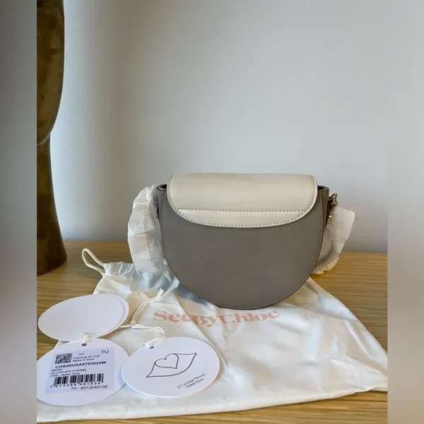 See By Chloe Mara Evening Motty grey Smooth Leather Saddle Bag - Image 6