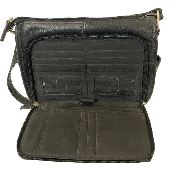 Vintage Fossil Black Leather Shoulder Bag - Image 3