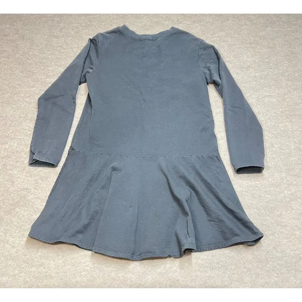 Monrow Womens Blue Grey Cotton French Terry Long Sleeve Drop‎ Waist Dress Sz L - Image 5
