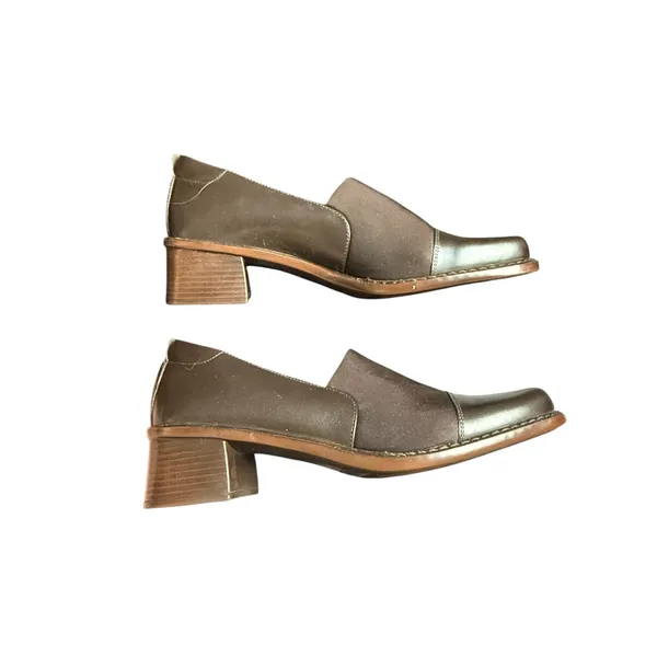 Aerosoles Brown Leather Block Heel Loafers Size 8 - Image 3