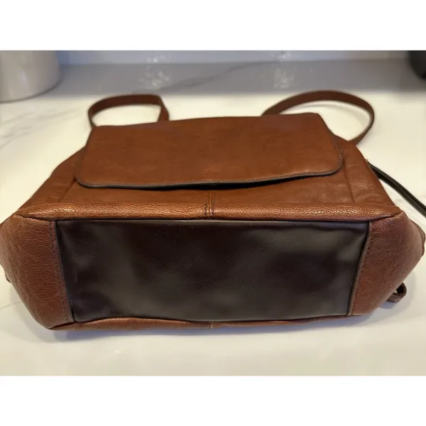 Fossil Claire Leather Backpack Purse Brown Pebbled Vintage Career School Casual - Image 3