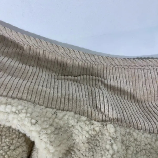Cozy Sherpa Reversible Jacket W/Corduroy Trim Womens‎ Petite LG Cream & Tan NEW - Image 9