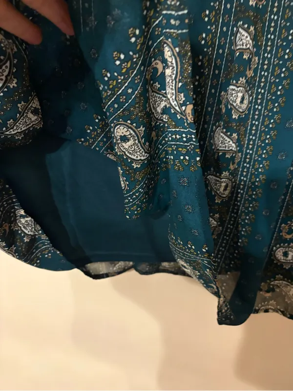 entro Teal Floral Boho Babydoll Mini Dress - Image 6