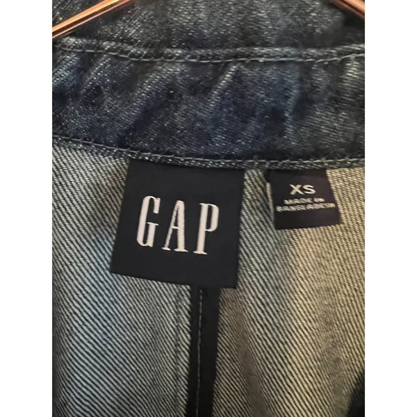 Gap Denim Blazer Women's XS Blue Classic Fit Button Front Jacket‎ Blue - Image 8