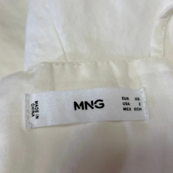Mango MNG White Linen Sleeveless Cami Camisole Ruched Mini Pencil Dress Size 2 - Image 4