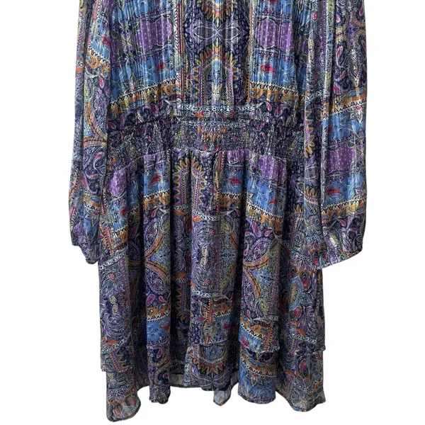 NWOT Skies are blue Paisley‎ Motif Tinsel Smocked Mini Dress Event Whimsical 2X - Image 7
