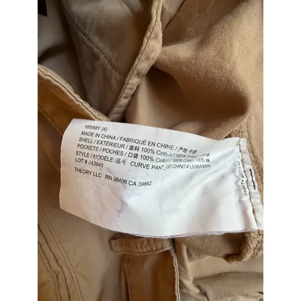 Theory Pants Womens Size 4 Tan Barrel Leg Cotton Twill Pockets High Rise Casual - Image 8