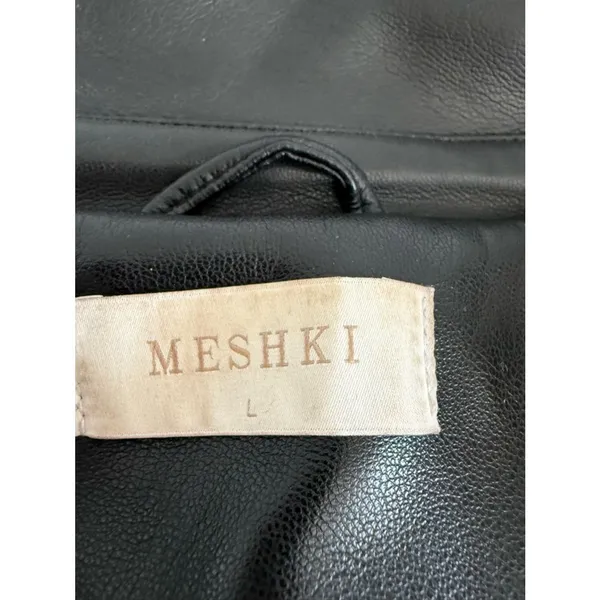 Meshki Tarah Faux Leather Trench Coat Black Large EUC - Image 9