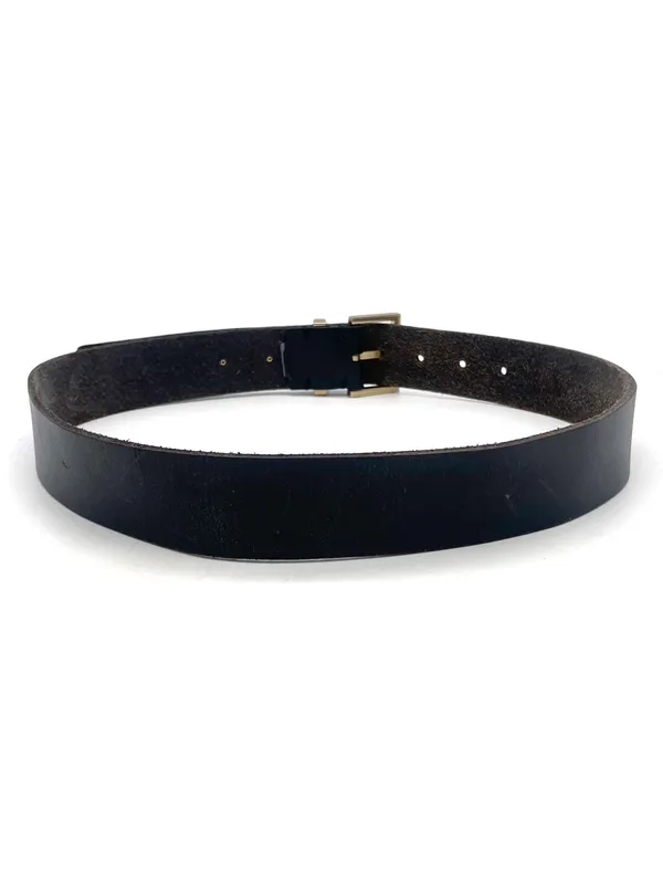 AllSaints Women’s Size S Black Genuine Leather Wide Waist Belt Gold Buckle - Image 5