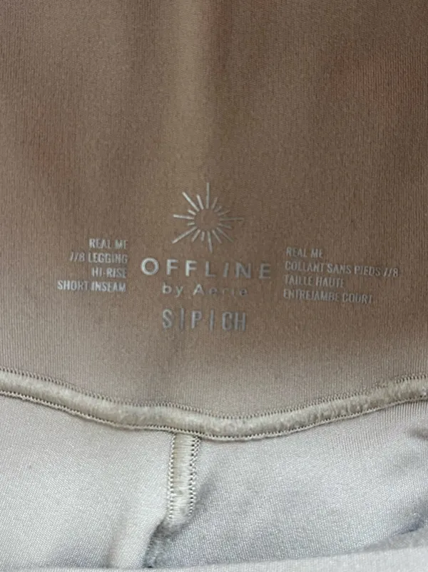 aerie Offline High Rise Real Me Crossover 7/8 Leggings in Beige - Small Short - Image 8