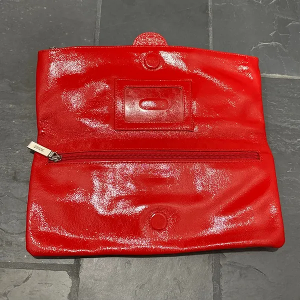 Hobo International Red Patent Leather Fold Over Clutch - Image 3