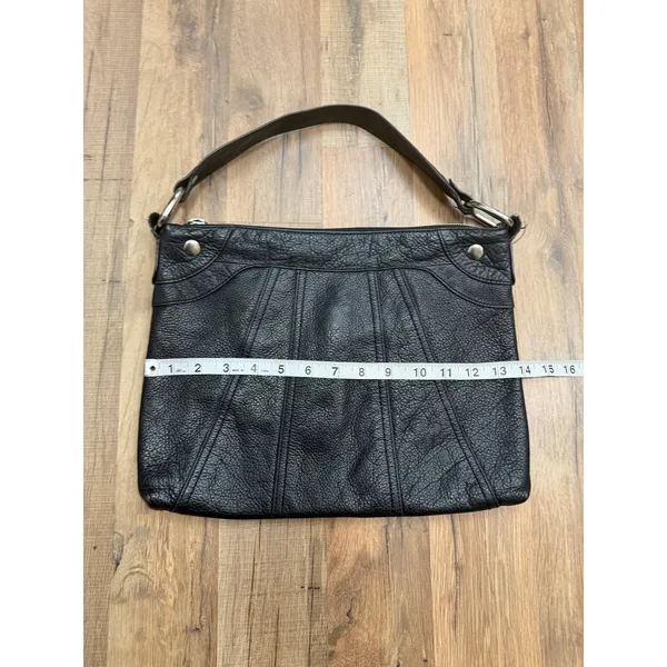 HOBO International Black Pebbled Leather Shoulder Hobo Bag Purse Zip - Image 9