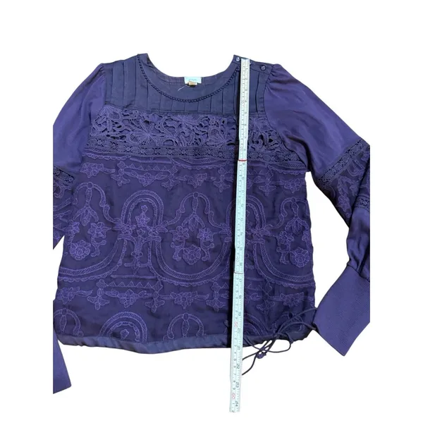 TINY by‎ Anthropologie Violet Lace Mixed Media Blouse Sz S - Image 7