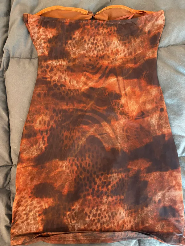 Missguided Brown Strapless Cutout Dress S - Image 5