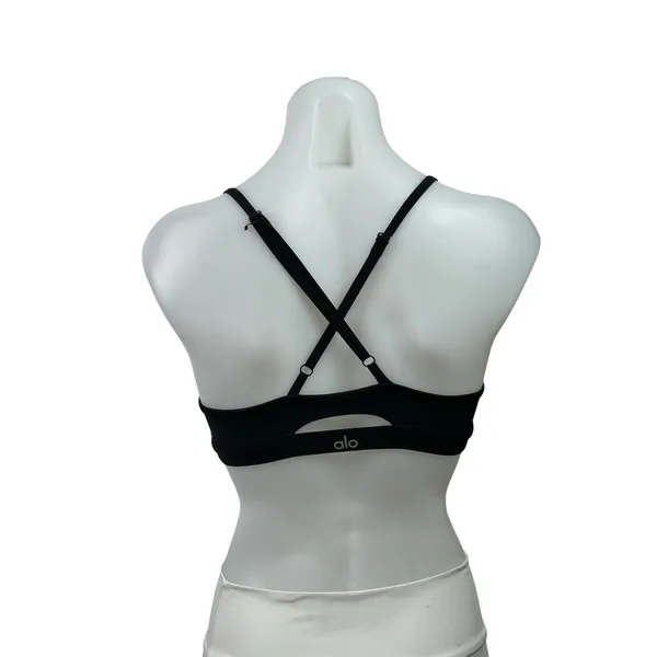 Alo Yoga Women's Black Cross Back Yoga Workout Athletic Sports Bra Crop Top XS - Image 3