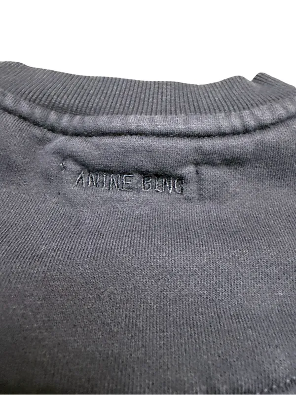 👕 ANINE BING Tyler Sport Sweatshirt Navy Terry Varsity Logo Pullover Medium 👕 - Image 6