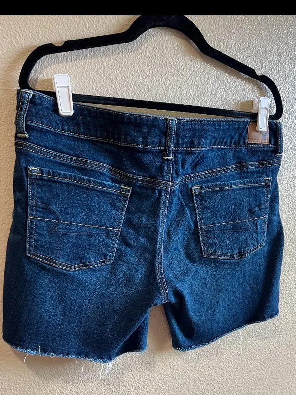 American‎ Eagle Dark Wash Denim Cutoff Shorts size 14 stretch casual summer - Image 5